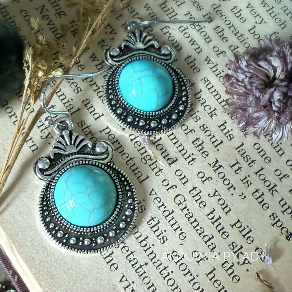 🌿 Turquoise Fan Filigree Earrings – ALQUIMIA BY ADY